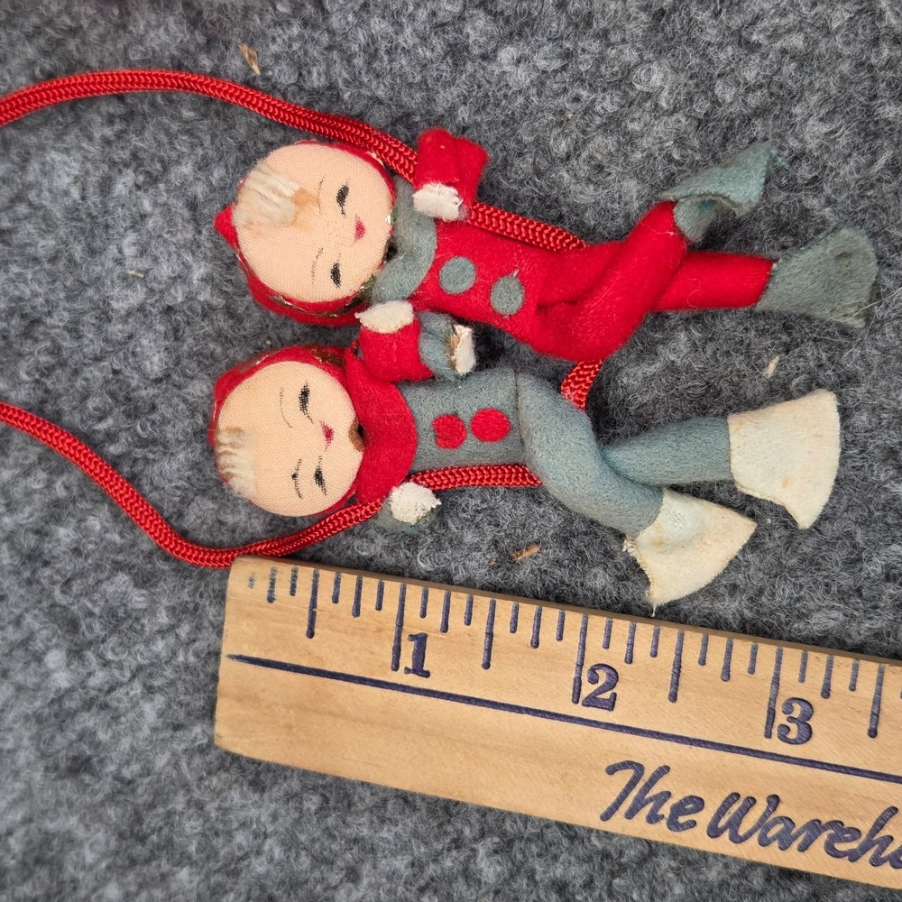 Vintage MCM Christmas 50s Angel Ornament Pixie Elves Knee Hugger Japan - Picture 5 of 8